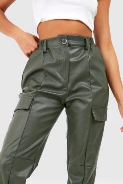 Cargo-Jogginghose In Lederoptik Mit Hohem Bund -Deutschland Mode Pfiff Verkaufs-Shop gzz45426 khaki xl 3