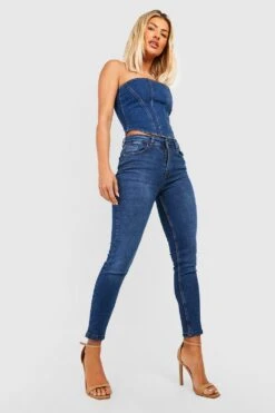 Zerrissene Skinny-Jeans Mit Hohem Bund