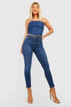 Zerrissene Skinny-Jeans Mit Hohem Bund -Deutschland Mode Pfiff Verkaufs-Shop gzz45428 mid20blue xl 2