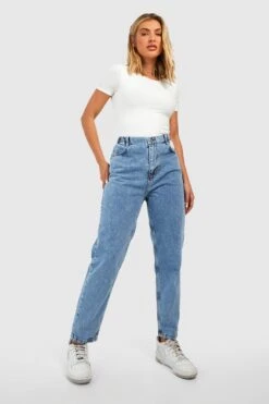 Mom-Jeans Mit Acid-Waschung Und Komfort-Bund