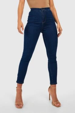 Super Stretch Disco Skinny Jeans Mit Hohem Bund -Deutschland Mode Pfiff Verkaufs-Shop gzz45718 dark20blue xl 3