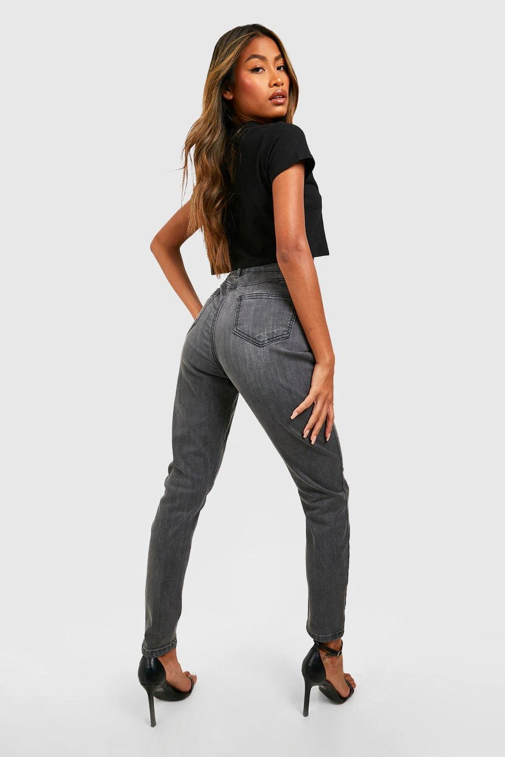 Schwarze Butt-Shaper Skinny Jeans Mit Hohem Bund 2 Schwarze Butt-Shaper Skinny Jeans Mit Hohem Bund – Bild 2