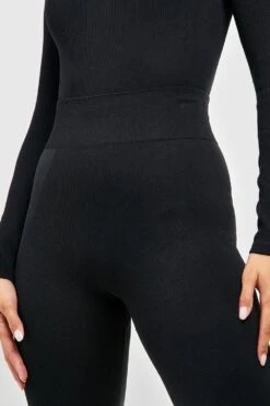 Nahtlose Gerippte Kontrast-Leggings -Deutschland Mode Pfiff Verkaufs-Shop gzz45871 black xl 3