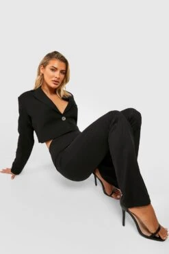 Schlaghose Aus Crepestoff Mit Hohem Bund -Deutschland Mode Pfiff Verkaufs-Shop gzz46073 black xl 2