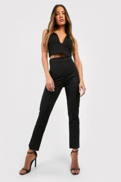 Schmale Hose Aus Crepestoff Mit Hohem Bund -Deutschland Mode Pfiff Verkaufs-Shop gzz46074 black xl 2