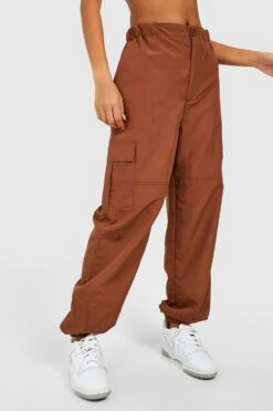 Cargo-Jogginghose Mit Hohem Bund Und Elastischem Bund -Deutschland Mode Pfiff Verkaufs-Shop gzz46101 chocolate xl 3