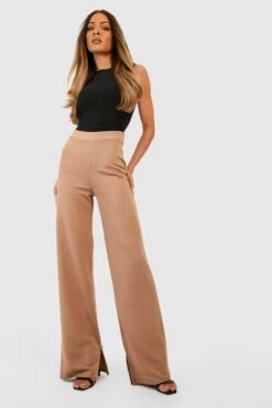 Basic Jersey-Hose Mit Geradem Bein Und Seitenschlitz -Deutschland Mode Pfiff Verkaufs-Shop gzz46108 camel xl 2