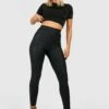 PU-beschichtete Kroko-Leggings Mit Hohem Bund