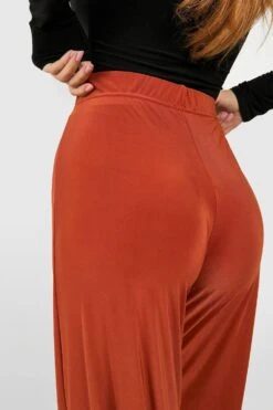 Basic Hose Mit Weitem Bein Und Hohem Bund -Deutschland Mode Pfiff Verkaufs-Shop gzz46392 burnt20orange xl 3