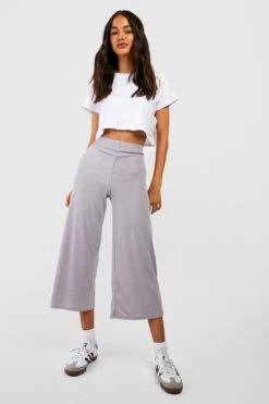 Gerippte Basic Culotte-Hose Mit Hohem Bund -Deutschland Mode Pfiff Verkaufs-Shop gzz46398 grey xl 2