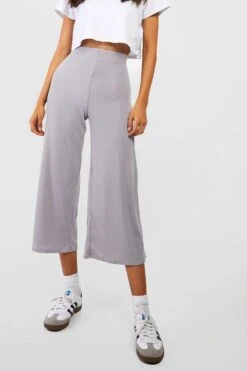 Gerippte Basic Culotte-Hose Mit Hohem Bund -Deutschland Mode Pfiff Verkaufs-Shop gzz46398 grey xl 3