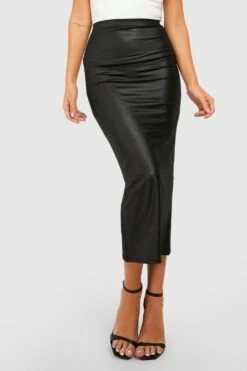 Basic Bodycon-Midirock Im Wet-Look -Deutschland Mode Pfiff Verkaufs-Shop gzz46406 black xl 3