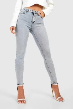 Skinny Jeans Mit Acid-Waschung Und Mittelhohem Bund -Deutschland Mode Pfiff Verkaufs-Shop gzz46417 light20wash xl 3