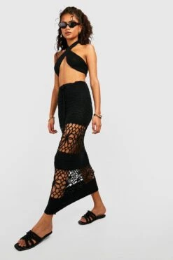 Gehäkeltes Neckholder-Oberteil & Maxirock 6 Gehäkeltes Neckholder-Oberteil & Maxirock -Deutschland Mode Pfiff Verkaufs-Shop gzz46712 black xl 2