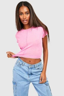 Strukturiertes Kurzärmliges Oberteil