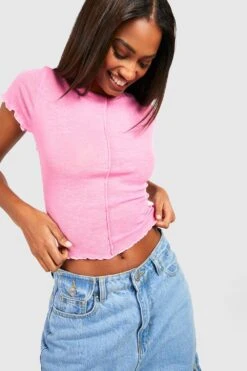 Strukturiertes Kurzärmliges Oberteil -Deutschland Mode Pfiff Verkaufs-Shop gzz46850 pink xl 2