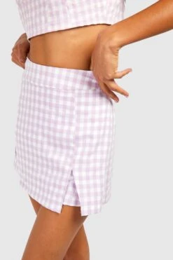 Strukturierte Gingham Skorts -Deutschland Mode Pfiff Verkaufs-Shop gzz47098 lilac xl 3