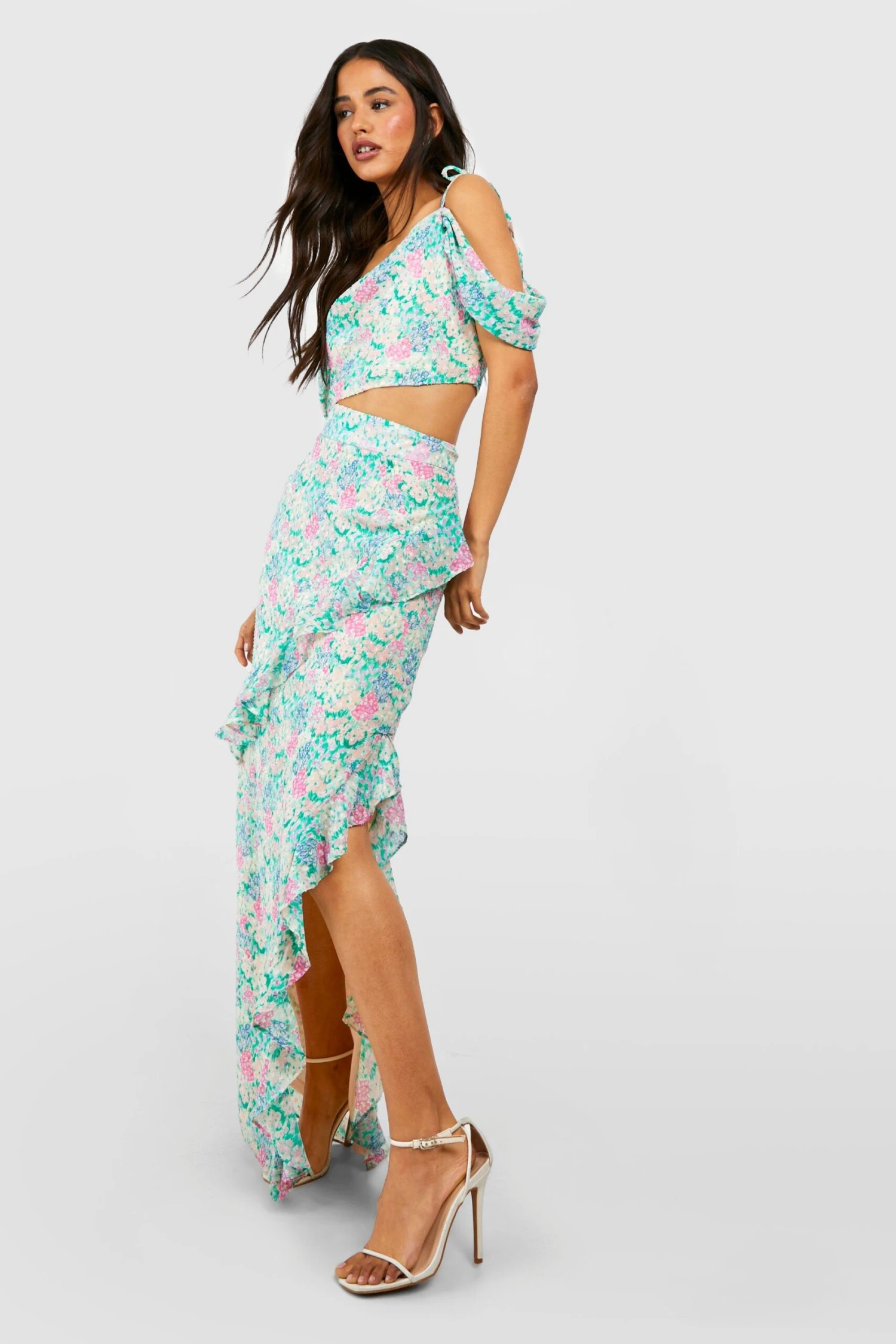 Floraler Rüschen-Maxirock Mit Schlitz 3 Floraler Rüschen-Maxirock Mit Schlitz – Bild 3