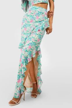 Floraler Rüschen-Maxirock Mit Schlitz 7 Floraler Rüschen-Maxirock Mit Schlitz -Deutschland Mode Pfiff Verkaufs-Shop gzz47100 powder20blue xl 3