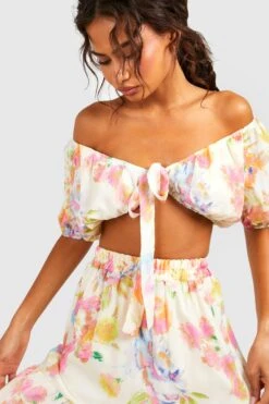 Florales Bralette Mit Puffärmeln -Deutschland Mode Pfiff Verkaufs-Shop gzz47101 ivory xl 3