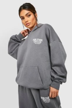 Oversize Hoodie Mit Sports Club Slogan -Deutschland Mode Pfiff Verkaufs-Shop gzz47420 charcoal xl 2