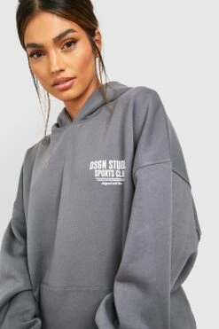 Oversize Hoodie Mit Sports Club Slogan -Deutschland Mode Pfiff Verkaufs-Shop gzz47420 charcoal xl 3