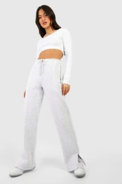 Jogginghose Mit Weitem Bein, Geteiltem Saum Und Reißverschluss-Detail 6 Jogginghose Mit Weitem Bein, Geteiltem Saum Und Reißverschluss-Detail -Deutschland Mode Pfiff Verkaufs-Shop gzz47426 ash20grey xl 2