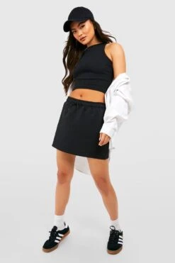 Sweat-Minirock Mit Kordelzug -Deutschland Mode Pfiff Verkaufs-Shop gzz47459 black xl 2