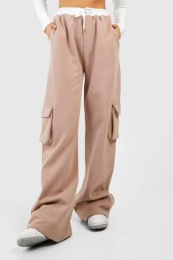 Cargo-Jogginghose Mit Weitem Bein Und Kontrast-Bund -Deutschland Mode Pfiff Verkaufs-Shop gzz47474 taupe xl 3