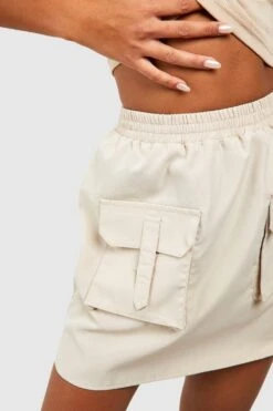 Cargo Micro Minirock Mit Elastischem Bund -Deutschland Mode Pfiff Verkaufs-Shop gzz47688 beige xl 3