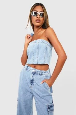 Denim Cargo-Jeans Mit Mittelhohem Bund -Deutschland Mode Pfiff Verkaufs-Shop gzz47708 mid20wash xl 2