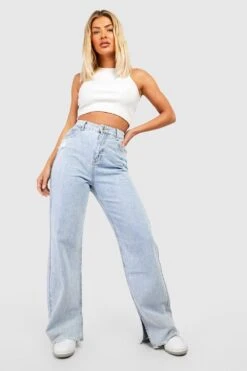 Zerrissene Jeans Mit Hohem Bund Und Weitem Bein