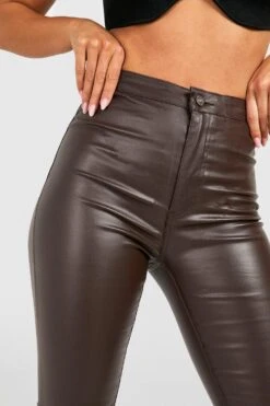 PU Beschichtete Disco Skinny Jeans Mit Hohem Bund -Deutschland Mode Pfiff Verkaufs-Shop gzz47754 chocolate xl 3