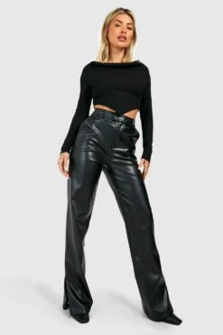 Langärmliges Strukturiertes Crop Top Mit Wasserfallausschnitt -Deutschland Mode Pfiff Verkaufs-Shop gzz47790 black xl 2