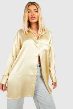 Oversize Satin-Hemd -Deutschland Mode Pfiff Verkaufs-Shop gzz47861 sand xl 2