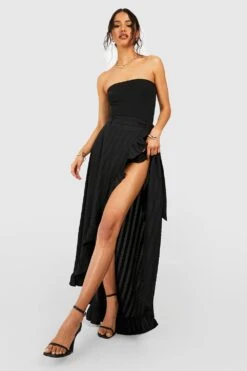 Seersucker Wickel-Maxirock Mit Rüschen -Deutschland Mode Pfiff Verkaufs-Shop gzz47892 black xl 2