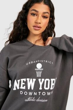 Oversize Sweatshirt Mit New York-Slogan