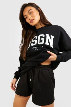 Oversize Sweatshirt Mit Dsgn Studio Applikation -Deutschland Mode Pfiff Verkaufs-Shop gzz48613 black xl 2