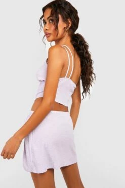 Strukturierter Wickel-Minirock -Deutschland Mode Pfiff Verkaufs-Shop gzz48616 lilac xl 2