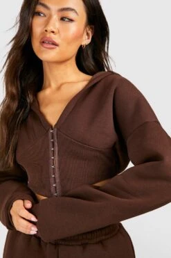 Korsett-Hoodie Mit Haken Und Öse -Deutschland Mode Pfiff Verkaufs-Shop gzz48918 chocolate xl 3