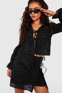 Lochmuster Wickel-Minirock -Deutschland Mode Pfiff Verkaufs-Shop gzz48931 black xl 2