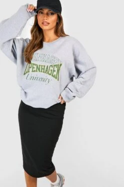 Schwarzer Basic Midirock Mit Hohem Bund