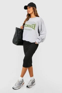 Schwarzer Basic Midirock Mit Hohem Bund -Deutschland Mode Pfiff Verkaufs-Shop gzz48960 black xl 2