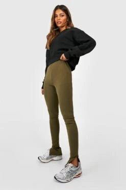 2er-Pack Schwarze & Khaki Baumwoll-Leggings Mit Hohem Bund Und Geteiltem Saum 6 2er-Pack Schwarze & Khaki Baumwoll-Leggings Mit Hohem Bund Und Geteiltem Saum -Deutschland Mode Pfiff Verkaufs-Shop gzz48964 black xl 2