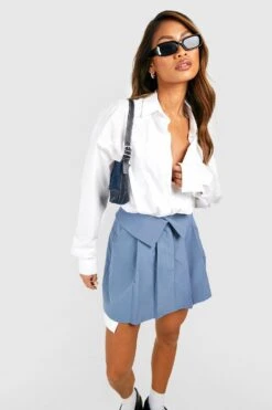 Tennisrock Mit Umschlagenen Bund -Deutschland Mode Pfiff Verkaufs-Shop gzz49041 blue xl 2