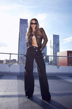 Cargo-Jeans Mit Hohem Bund