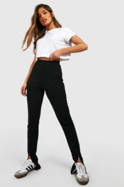 Slim-Fit Basic Jersey-Hose Mit Schlitz Vorne