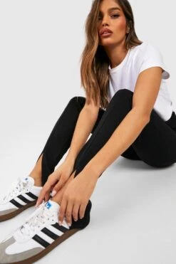 Slim-Fit Basic Jersey-Hose Mit Schlitz Vorne -Deutschland Mode Pfiff Verkaufs-Shop gzz49511 black xl 2