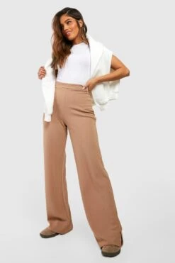 Basic Jersey-Hose Mit Weitem Bein Und Seitenschlitz -Deutschland Mode Pfiff Verkaufs-Shop gzz49512 camel xl 2