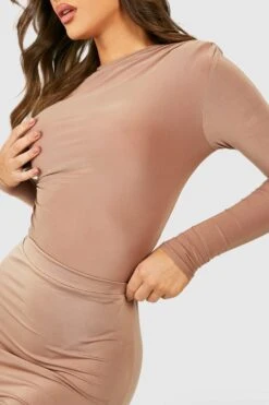 Jersey-Body Mit Schulterpolstern Und Drapierter Front -Deutschland Mode Pfiff Verkaufs-Shop gzz49522 camel xl 3